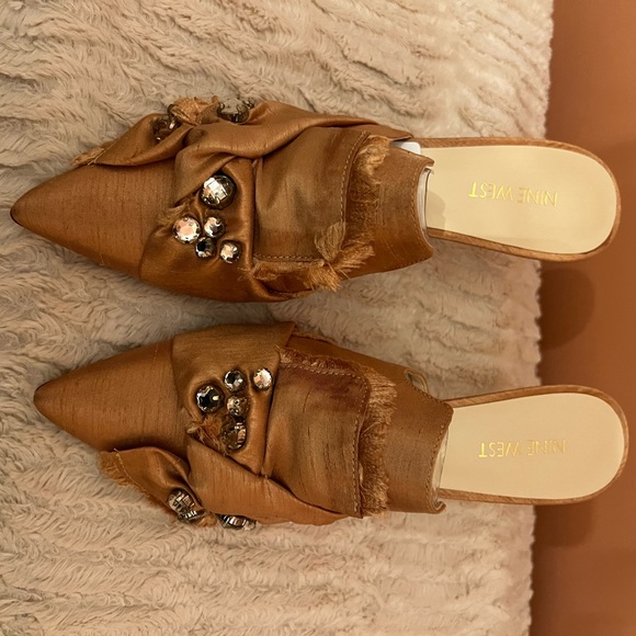 Nine West; Macadamia embellished mules/slides - Picture 2 of 5